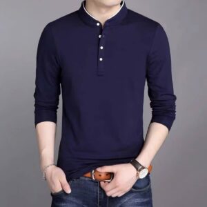เสื้อยืดคอจีนแขนยาว ผ้าค๊อตตอนแท้100%